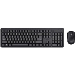 Trust ODY II - Pack de Teclado y ratón inalámbrico AZERTY Belga silencioso, Resistente a Salpicaduras, Teclas Planas flotantes, Receptor USB único, Set para PC portátil Windows Mac, Color Negro