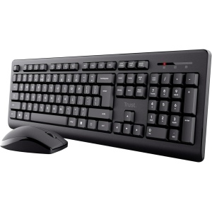 Trust Primo - Juego de Teclado y ratón inalámbrico, diseño alemán QWERTZ, Teclas Planas, a Prueba de Salpicaduras, ratón inalámbrico ambidiestro, Receptor USB, Teclado inalámbrico para PC, Ordenador,