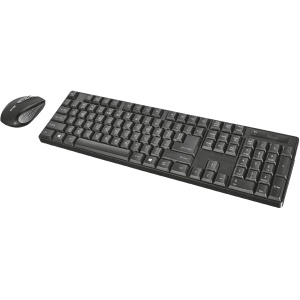 Trust Ximo - Juego de teclado y ratón inalámbricos para PC y portátil, diseño británico, color negro