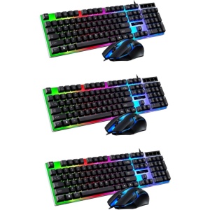 UKCOCO 3 Piezas Teclado con Cable de computadora Teclado LED Teclado inalambrico Teclado mecanico inalambrico Cable USB Teclado USB y LED de Color ratón Brillar Colocar