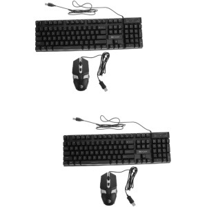 Uonlytech 2 Juegos De Teclado Y Ratón Inalámbricos Teclado LED Teclado Retroiluminado para Juegos Teclado Mecánico con Cable Teclado Inalámbrico Teclado Retroiluminado Ratón De Alambre Abs