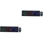 Uonlytech 2 Juegos Juego De Mouse y Teclado Ratones Inalámbricos Teclado Mecánico con Cable Ratón Inalámbrico USB Teclado Mecánico para Juegos Ratón USB Colocar G20 El Plastico Brillar - Imagen 1