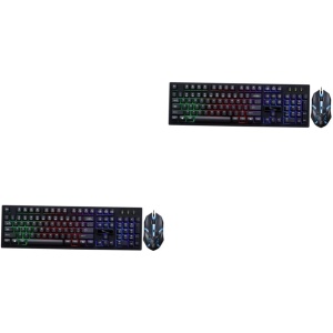 Uonlytech 2 Juegos Juego De Mouse y Teclado Ratones Inalámbricos Teclado Mecánico con Cable Ratón Inalámbrico USB Teclado Mecánico para Juegos Ratón USB Colocar G20 El Plastico Brillar