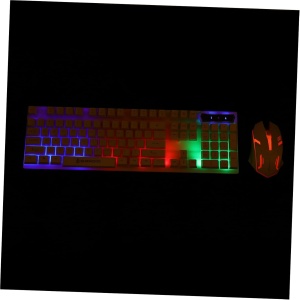 Uonlytech 3 Juegos De Teclado Y Ratón Teclado Inalámbrico De Windows Retroiluminación Silenciosa Teclado De Ordenador Ratón Teclado con Cable Y Ratón De Ordenador Teclado para Juegos