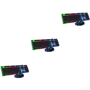 Uonlytech 3 Piezas Teclado USB y Teclado inalambrico LED Teclado LED Cable USB LED de Color Teclado inalambrico mecanico ratón teclados Teclado con Cable de computadora cableado Colocar