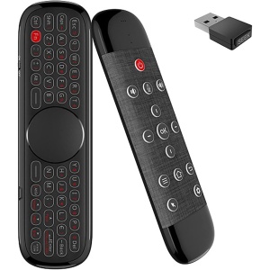 Upgrade W2 Pro Air Mouse - Mando a distancia universal para TV, 2.4 G, mini teclado inalámbrico 3 en 1, teclado de mano con panel táctil, color negro