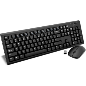 V7 Conjunto de - Teclado (Estándar, Inalámbrico, RF inalámbrico, QWERTY, Black, Ratón Incluido)