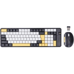 VBESTLIFE Combinación Inalámbrica de Teclado y Ratón para Juegos, Modo Dual de 100 Teclas, Juego de Ratón de 1600DPI para PC Portátiles, para Tabletas y Televisores Inteligentes (Yellow)