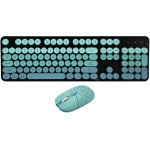 VBESTLIFE Combo de Ratón de Teclado Inalámbrico, 104 Teclas 2,4G Teclado Punk Retro Inalámbrico con 6 Bottons 2400DPI Juego de Ratón para PC Portátil de Escritorio (Color Mezclado Azul) - Imagen 1