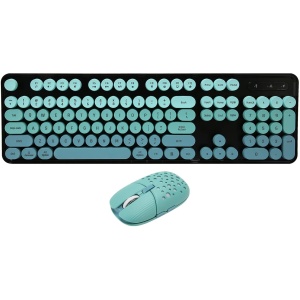 VBESTLIFE Combo de Ratón de Teclado Inalámbrico, 104 Teclas 2,4G Teclado Punk Retro Inalámbrico con 6 Bottons 2400DPI Juego de Ratón para PC Portátil de Escritorio (Color Mezclado Azul)