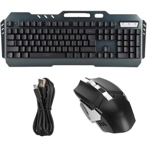 VBESTLIFE Teclado inalámbrico Combo de Mouse Iluminación cargada Teclado Negro para computadora portátil Ratón USB Teclado y Mouse incluidos