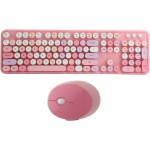 VBESTLIFE Teclado inalámbrico, Teclado de diseño único, Teclado mecánico, diseño Retro, 104 Teclas, Juego de Teclado y Mouse, Lindo Teclado, para Oficina/hogar, para computadora(Rosa) - Imagen 1