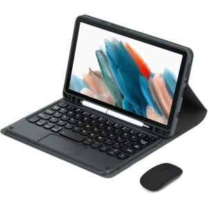 VLEAQC Funda con Teclado para Samsung Galaxy Tab A7 10.4 2020 (SM-T500/T505/T507), Teclado y ratón Trackpad inalámbrico Independiente, Recargable, Funda Ligera con Soporte,Negro