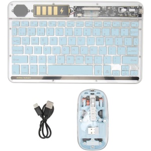 Vikye Combo de Ratón de Teclado Inalámbrico de 2,4G, Ratón de Teclado Bluetooth Recargable Inalámbrico con Retroiluminación para Tablet PC Teléfono Móvil (Azul)