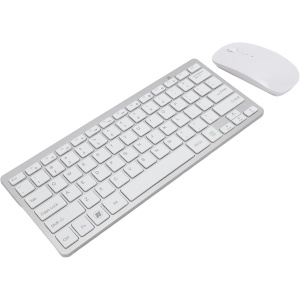Vikye Combo de Teclado y Ratón Inalámbricos, Teclado de 78 Teclas, Ratón Ergonómico Ajustable de 3 dpi, Receptor USB de 2,4 GHz para Escritorio, PC, Tableta (Blanco Plateado)
