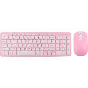 Vikye Juego de Teclado de Mouse Inalámbrico Elegante y Simple, Diseño Ergonómico, 3 Velocidades, Micro Receptor para Juegos de Oficina (Traje Rosa inalámbrico)
