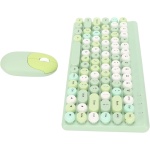 WINH Combinación de Teclado y Ratón, Diseño Retro de Teclas Redondas Combinación Inalámbrica de Teclado y Ratón Ahorro de Energía Automático para Escritorio (Verde) - Imagen 1