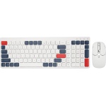 WINH Combo de Teclado y Ratón, Juego de Teclado Inalámbrico de Carga Tipo C, Teclas Redondas Ergonómicas de 2,4 GHz para Teléfono (Blanco Azul) - Imagen 1