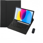 XFTeoux Funda con Teclado para iPad 10Th Generation(10.9", 2022) con Ratón,Teclado Touchpad Inalámbrico Desmontable, Funda Folio De Piel con Soporte para Lápiz,Negro - Imagen 1