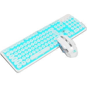 XYLXJ Combinación inalámbrica de teclado y ratón, teclado inalámbrico de tamaño completo 2.4G y mouse (color: A) (C)