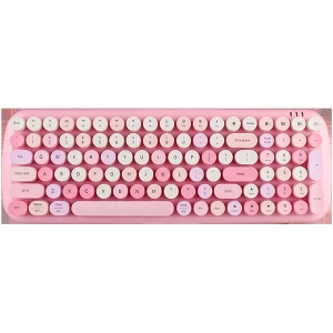 XYLXJ Juego de teclado y ratón inalámbricos – 2,4 GHz Retro Typewriter Office Computer Keyboard, juego de teclado y ratón de escritorio, lindo teclado, para computadora (color: Rosa)