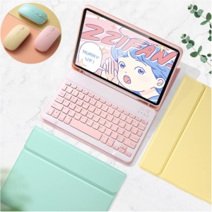 YEEHi Funda de teclado para iPad de 10ª generación 2022 de 10.9 pulgadas con ratón, bonita funda extraíble extraíble para teclado Bluetooth inalámbrico para iPad 10 (verde oscuro)