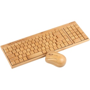 YIWENG Teclado y teclado combinados inalámbricos de bambú de la PC 2.4G Teclado computacional hecho a mano de madera natural Plug and Play amarillo,Ratón inalambrico Teclado inalámbrico para mouse rat