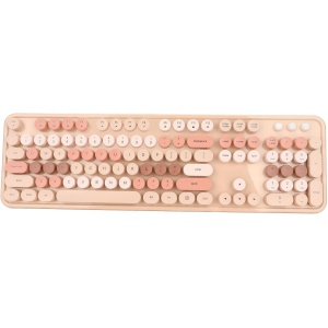 Yctze Ratón Inalámbrico para Teclado, 104 Teclas, Kit Ergonómico de Ratón para Teclado de Juego, Soporte Ajustable, Interfaz USB (Color del té con Leche)