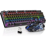 ZHEBEI Teclado mecánico inalámbrico recargable juego especial teclado y ratón - Imagen 1