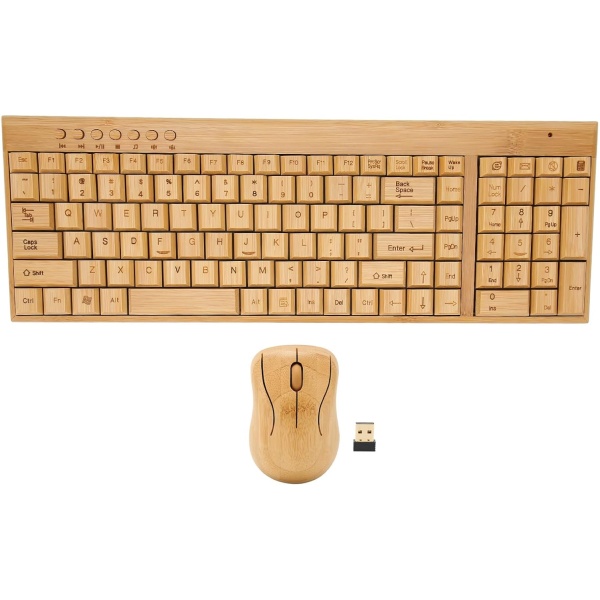 Zunate Teclado y Raton Inalambricos de bambu Combos de Raton