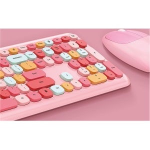 brieftk 2.4GHz teclado inalámbrico y ratón óptico combinado con coloridos lindos teclados de larga duración de la batería de oficina teclado de tamaño completo, para PC/ordenador portátil (rosa)