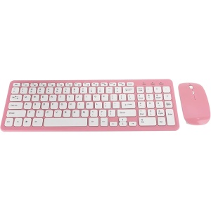 ciciglow Sistema de Teclado de Ratón Inalámbrico con Microreceptor de 3 Velocidades, Diseño Ergonómico para Juegos de Oficina (Traje Rosa inalámbrico)