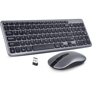 cimetech Pack Teclado compacto Español y Ratón Inalámbricos, Keyboard and Mouse de tamaño Completo para computadora portátil y Escritorio PC con Windows