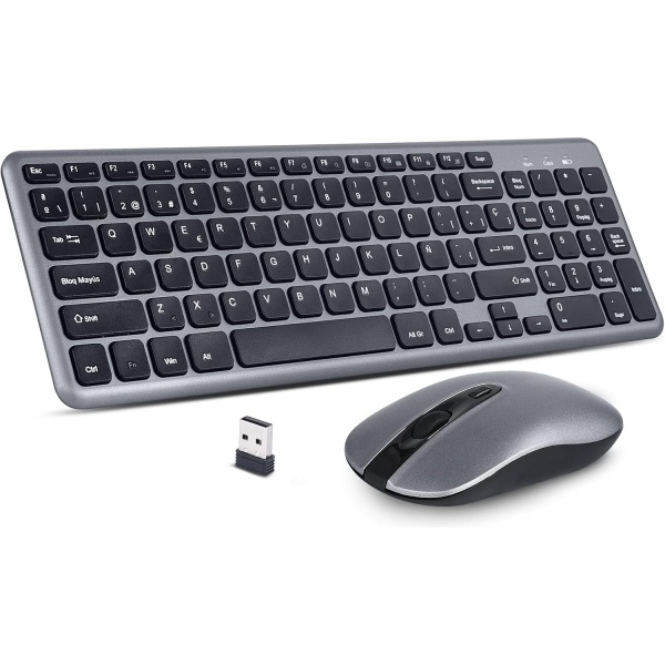 cimetech Pack Teclado compacto Espanol y Raton Inalambricos Keyboard and
