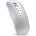 cimetech - Ratón Bluetooth Recargable, ratón inalámbrico, ratón silencioso de Dos Modos (Bluetooth 5.1 + USB 2.4G) 3 dpi para MacBook/Tablet/iPad/Ordenador Portátil/PC/Notebook - Plata - Imagen 1