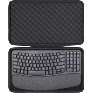 co2CREA Duro Viajar Caja Estuche Funda para Logitech Wave Keys Teclado ergonómico inalámbrico y el ratón(Funda Solo,Case Only)