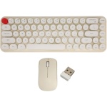 fansheng Combo Teclado Y Ratón, Teclado Inalámbrico Retro de 68 Teclas con Ratón Silencioso, Receptor 2.4G, Teclado de Ordenador Inalámbrico Ergonómico para Oficina Casa, Regalo para Chica (Beige) - Imagen 1