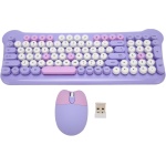 gernie Teclado y Ratón Inalámbricos, Teclado Inalámbrico para Máquina de Escribir Retro de 98 Teclas con Teclas Redondas, Conexión de 2,4 GHz Juego Combinado de Teclado y Ratón Colorido - Imagen 1