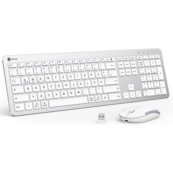iClever Juego de teclado inalambrico teclado inalambrico recargable diseno