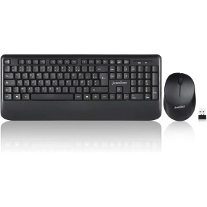 perixx PERIDUO-714, Azerty - Juego de teclado y ratón inalámbrico, color negro
