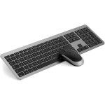 seenda - Juego de teclado y ratón inalámbrico, ultrafino, recargable, teclado ergonómico con protección antipolvo de silicona para PC, ordenador portátil, Smart TV, disposición DE QWERTZ (negro y - Imagen 1