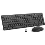 seenda Teclado y ratón inalámbricos, teclado inalámbrico delgado con ratón para ordenador, portátil, MacBook, tamaño completo y diseño QWERTZ, alcance de hasta 10 m (negro) - Imagen 1