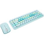 suick Combo de Teclado y Ratón, Ergonómico, 3 dpi, 2,4 GHz, Bonito Juego de Teclado Inalámbrico Retro, 68 Teclas Redondas, Receptor USB para Viajes (Color Mezclado Azul) - Imagen 1
