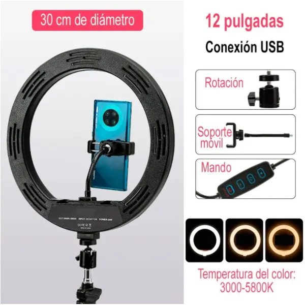 Aro de Luz LED 30 CM sin Trípode