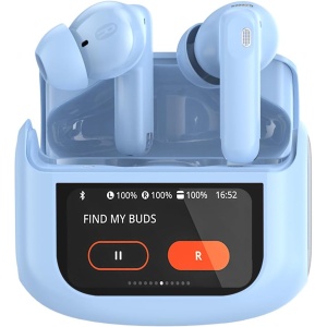 QXUFV Auriculares Inalámbricos,Auriculares Bluetooth 5.3, Reducción de Ruido Auriculares, IP7 Impermeable Cascos Inalambricos, Azul Claro
