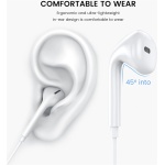 Paquete de 2 Auriculares USB C, Auriculares USB Tipo C con Cable y micrófono, compatibles con Google iPad Pro Pixel Xiaomi Samsung Oneplus Sony MacBook Huawei P40 (Blanco) - Imagen 3
