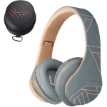 PowerLocus Auriculares Inalámbricos Diadema, Cascos Bluetooth con Micrófono Incorporado, Alta fidelidad Estéreo Plegables Cerrados, Micro SD/TF, FM para Móviles/TV/PC (Gris Asfalto) - Imagen 1