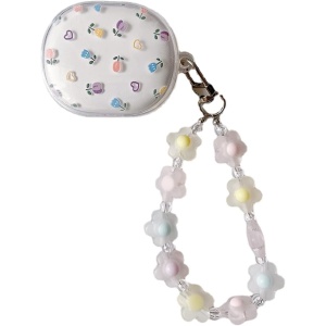 eglixu Funda para auriculares Xiaomi Redmi Buds 4 Lite, bonita flor de dibujos animados transparente de TPU para Redmi Buds 4 Lite con pulsera de flores