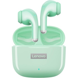Lenovo LP40 - Auriculares inalámbricos Bluetooth 5.1, funda de carga rápida, cancelación de ruido, micrófono integrado, impermeables, AirBuds IPX6 con bolsa (verde menta)