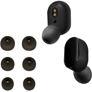 kwmobile 6 Almohadillas Compatible con Xiaomi Redmi AirDots 3/2 / 1 - Eartips para Cascos - 3 tamaños S M L - Negro